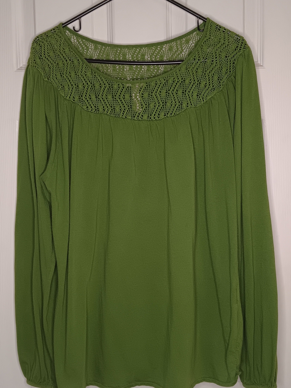Old Navy Maternity Olive Green Crochet Yoke Long Sleeve Top